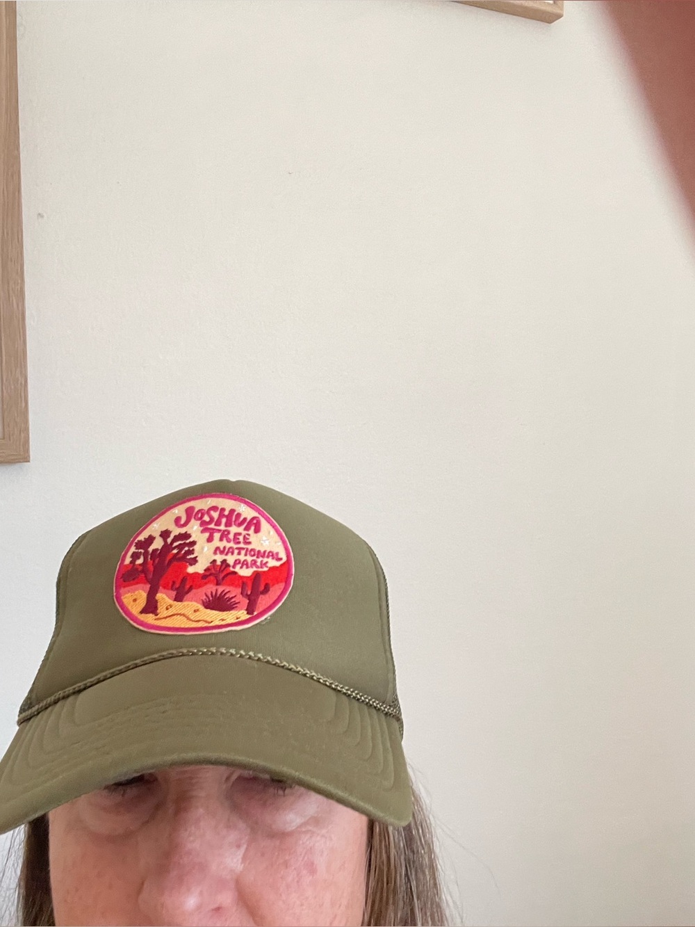 OTTO Olive Green Trucker Hat with Pink and Red Joshua Tree Patch - Picture 6 of 7